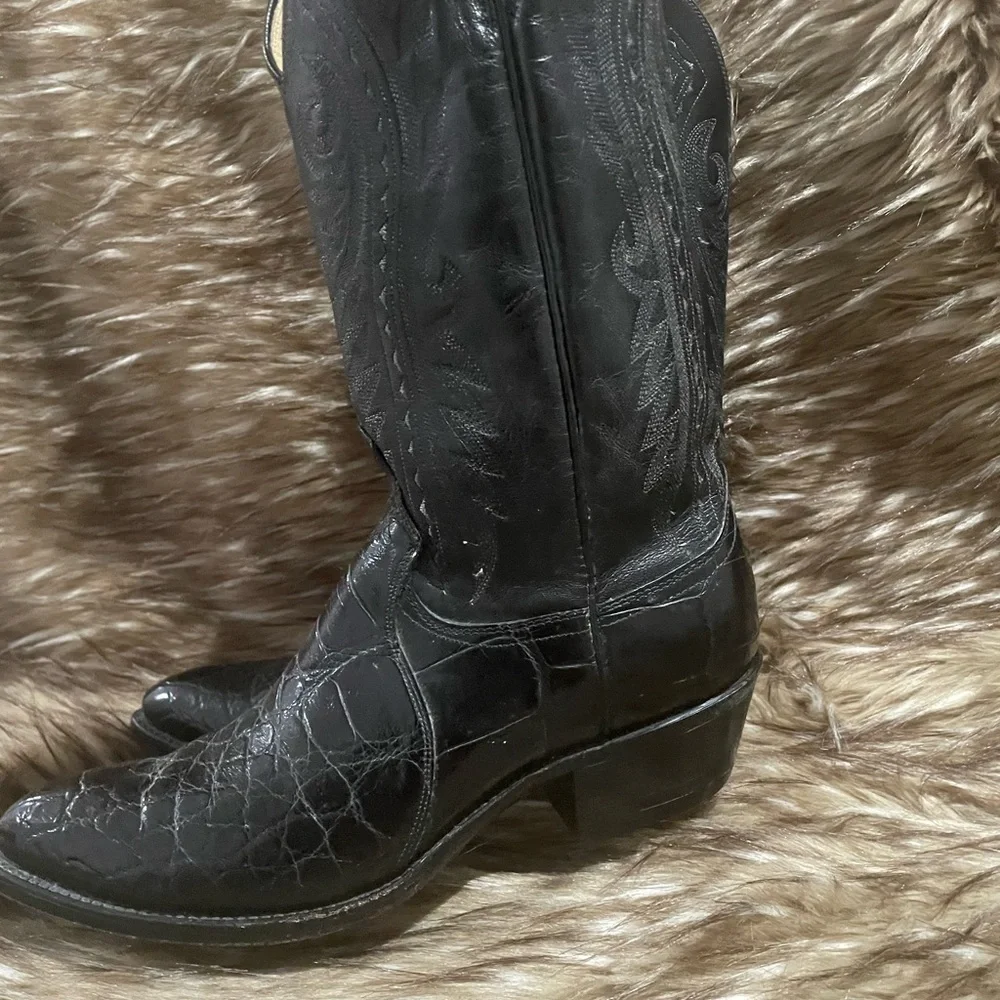 Vintage Dan Post Black Cowboy Boots - Picture 4 of 8